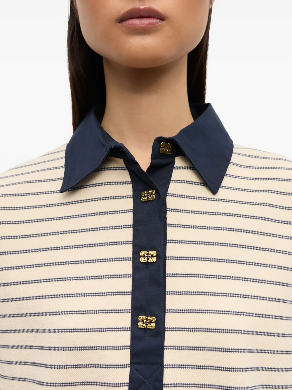 GANNI Gestreept poloshirt Beige