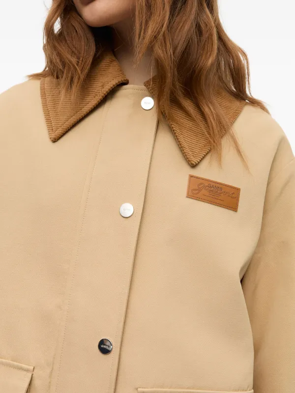 GANNI corduroy-collar Utility Jacket | Neutrals | FARFETCH