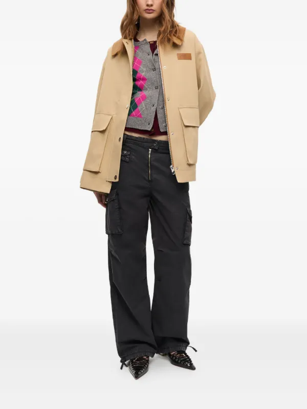 GANNI corduroy-collar Utility Jacket | Neutrals | FARFETCH