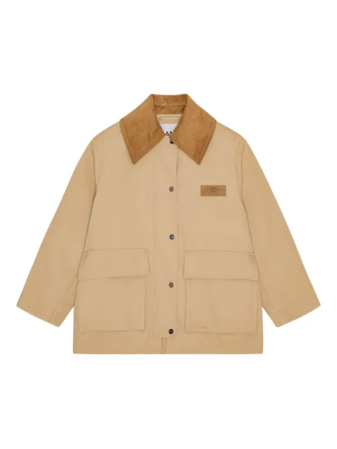 GANNI corduroy-collar utility jacket