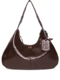 GANNI crocodile-embossed shoulder bag - Brown