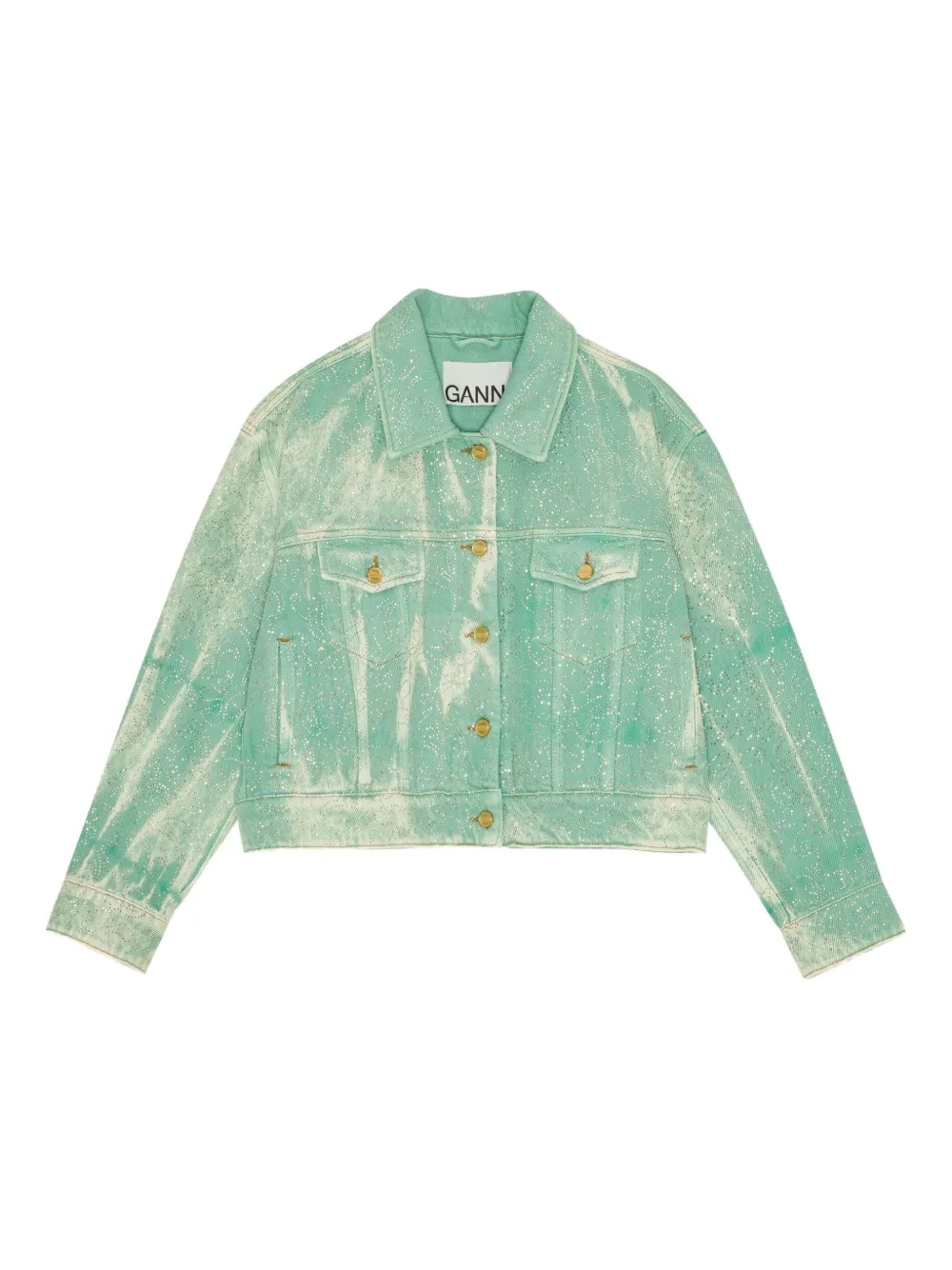 GANNI Denim jack Groen