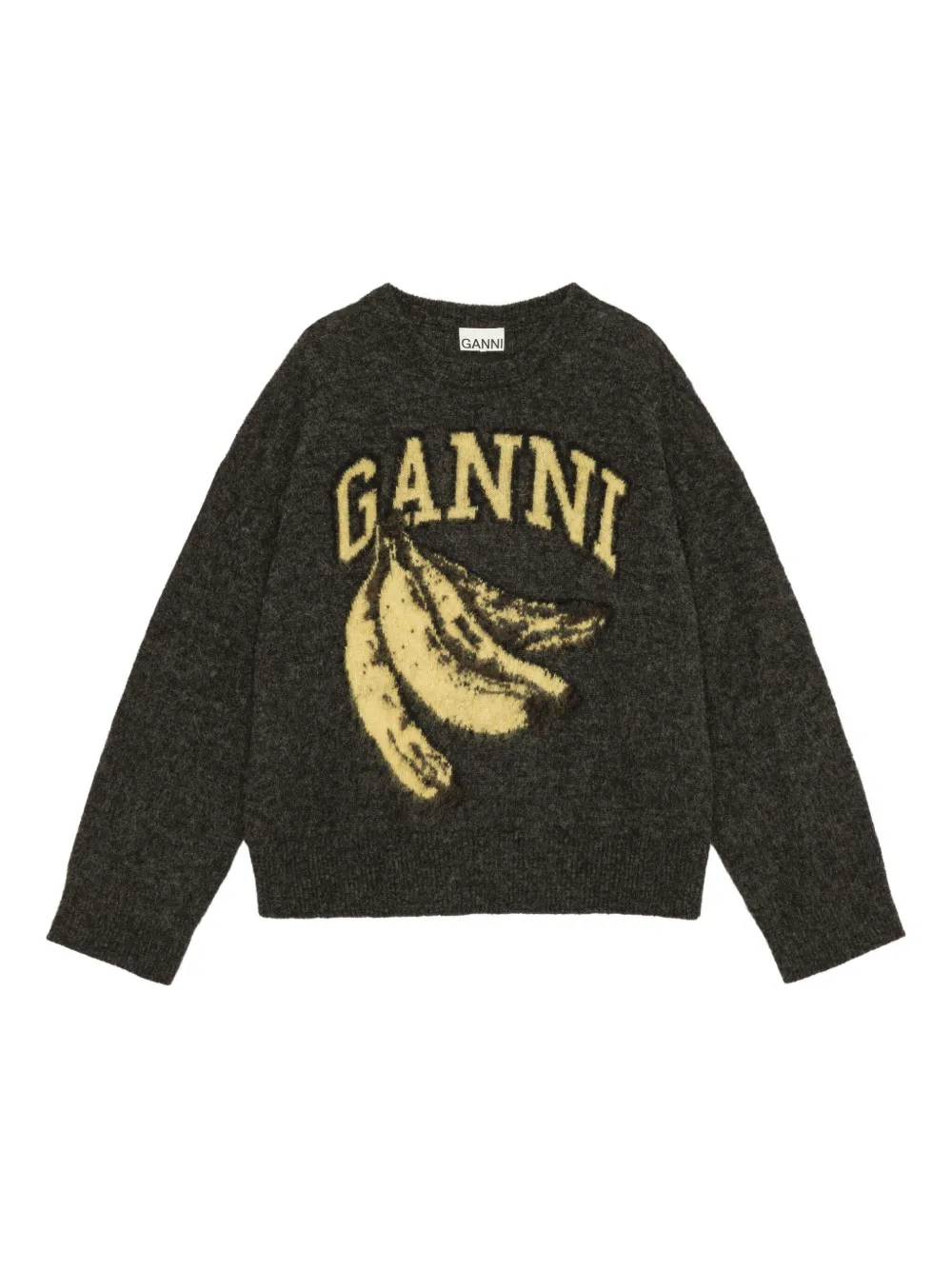 GANNI Trui met intarsia logo Grijs