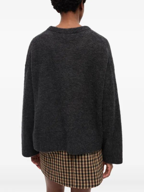 GANNI ガニー　ロゴインターシャセーター GANNI ロゴインターシャ セーター | グレー | FARFETCH JP