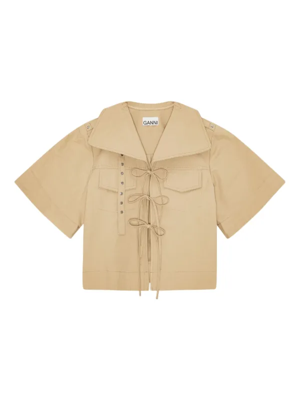 GANNI タイディテール シャツ | ニュートラル | FARFETCH JP