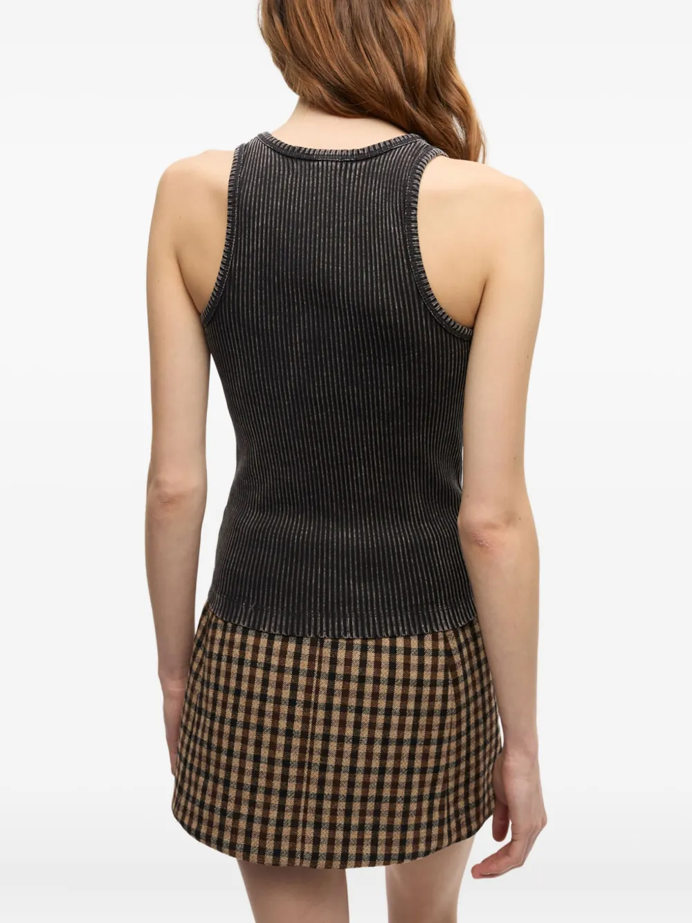 GANNI Geribbelde tanktop Zwart