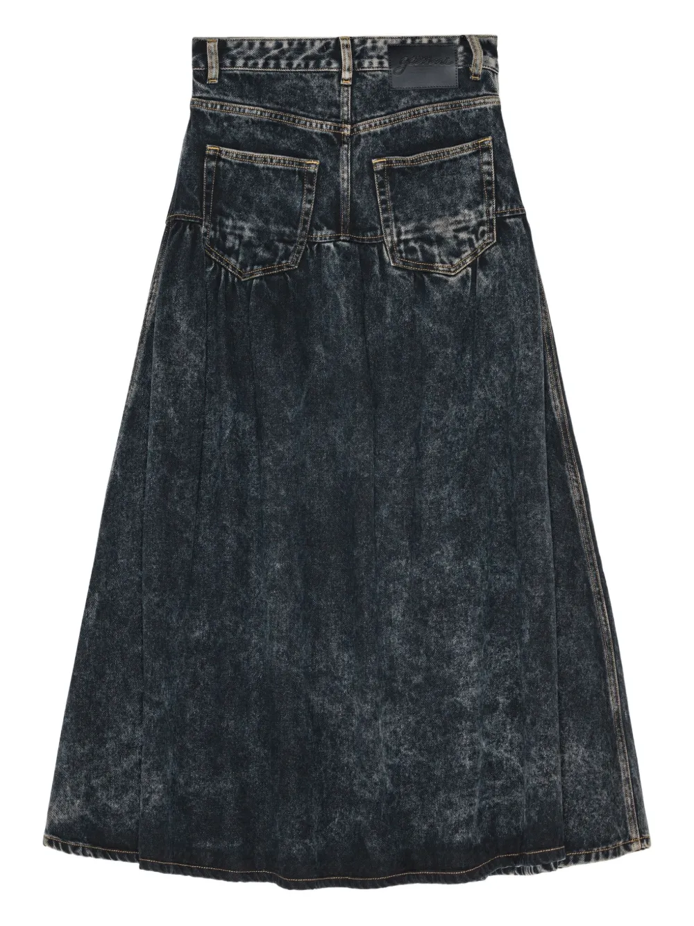 GANNI Denim rok met gesmockt detail - Blauw