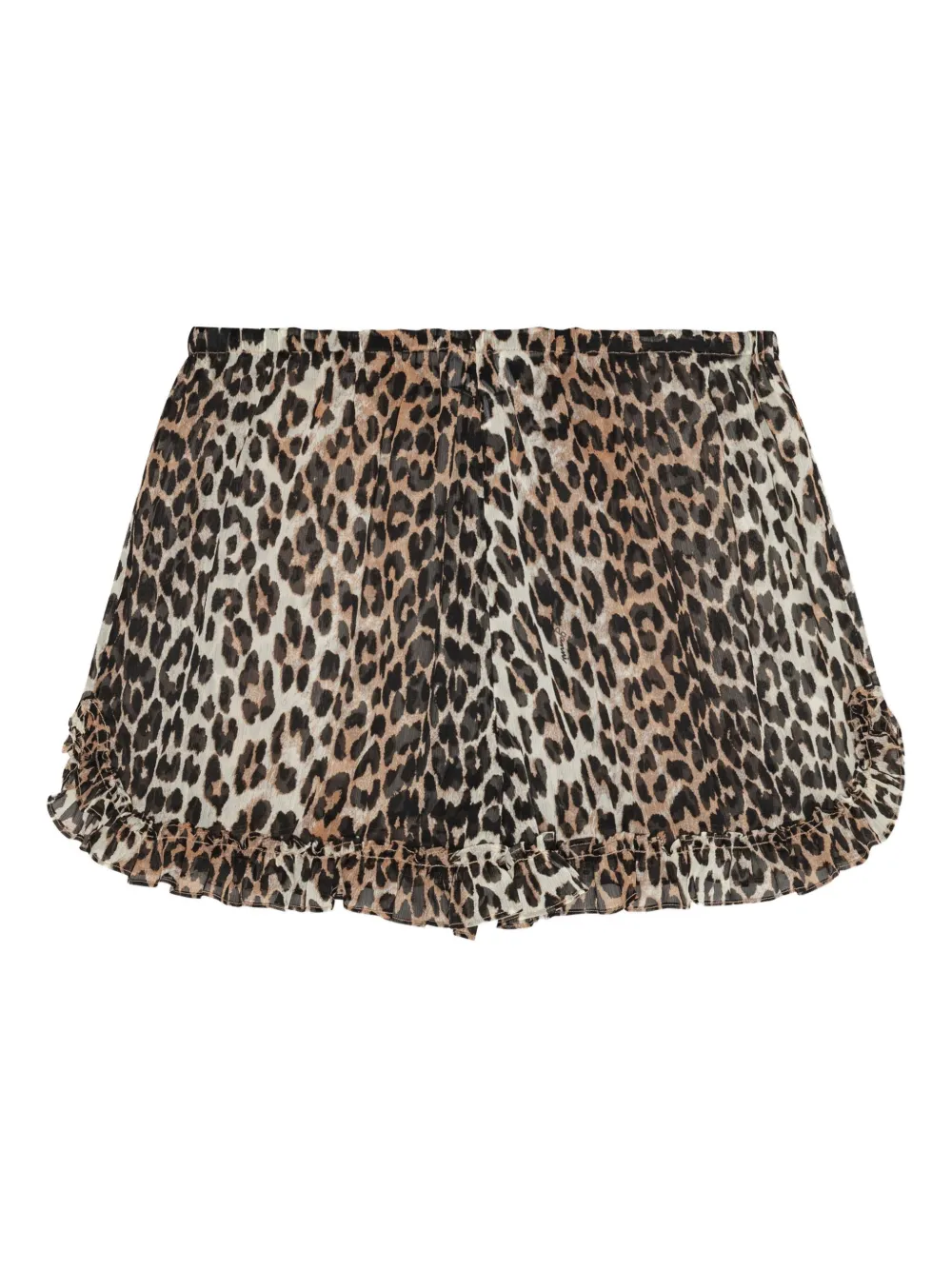 GANNI Shorts met luipaardprint en ruches Beige