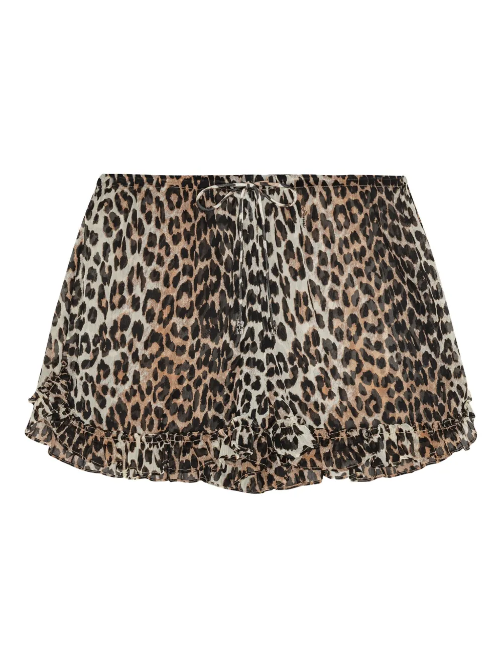 GANNI Shorts met luipaardprint en ruches Beige