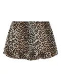 GANNI leopard-print ruffled shorts - Neutrals