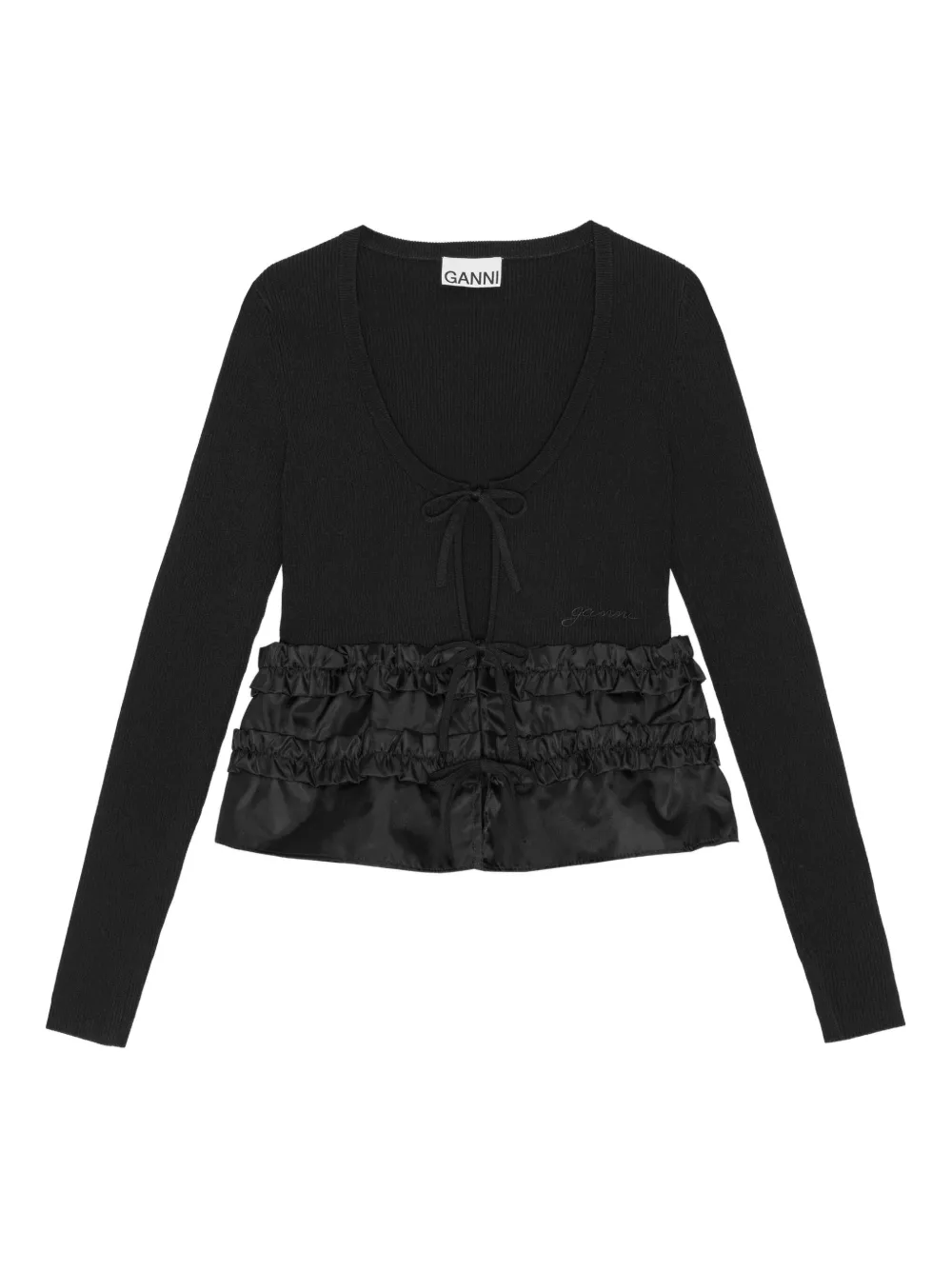 GANNI Blouse met ruches Zwart