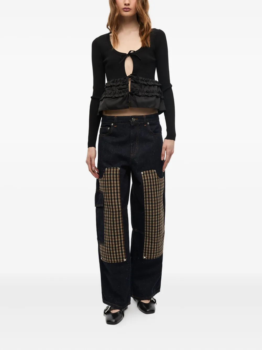 GANNI Blouse met ruches Zwart