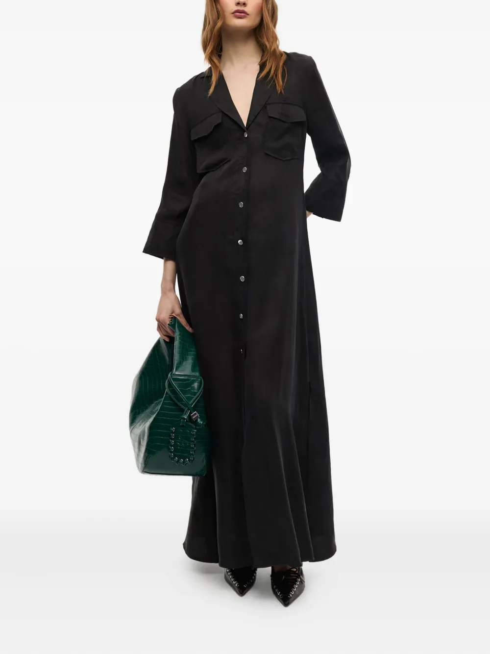GANNI Blousejurk met knopen - Zwart