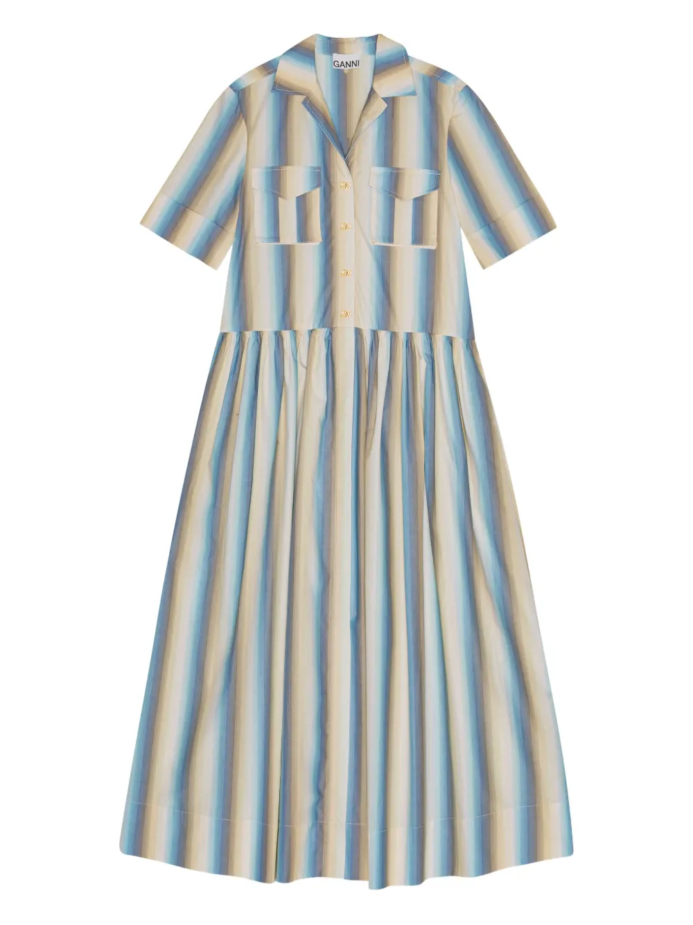 striped button-up shirt dress