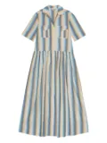 GANNI striped button-up shirt dress - Neutrals