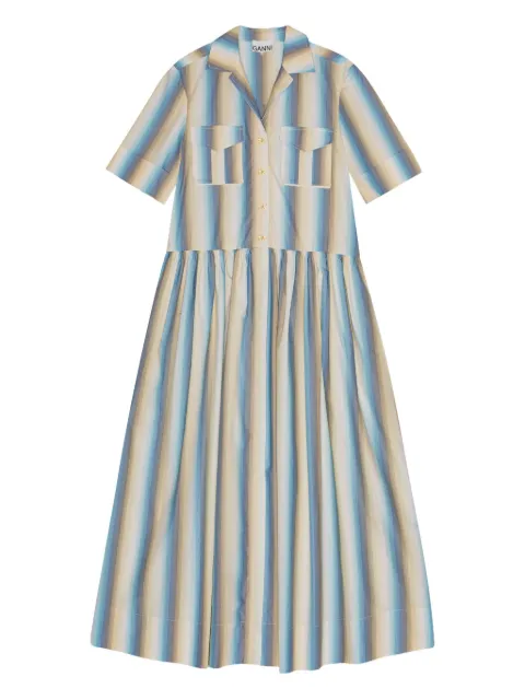 GANNI vestido camisero con botones y rayas estampadas