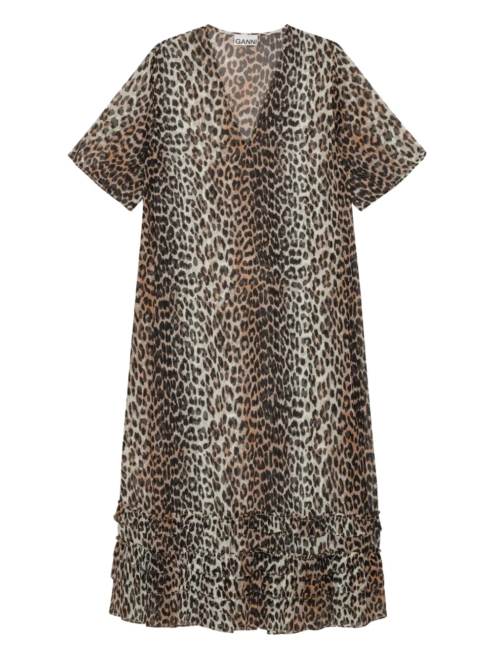 leopard-print ruffled dress