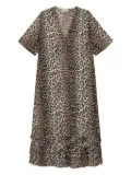 GANNI leopard-print ruffled dress - Neutrals