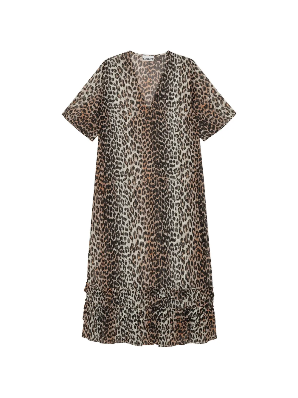 GANNI Jurk met luipaardprint Beige
