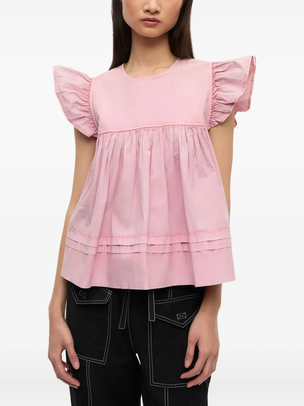 GANNI Blouse van stretch-katoen Roze