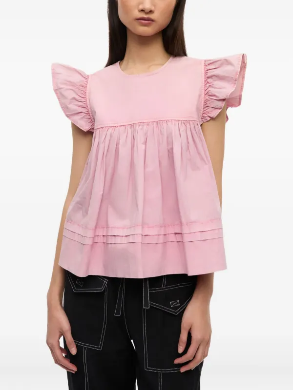 GANNI ストレッチコットン ブラウス | ピンク | FARFETCH JP