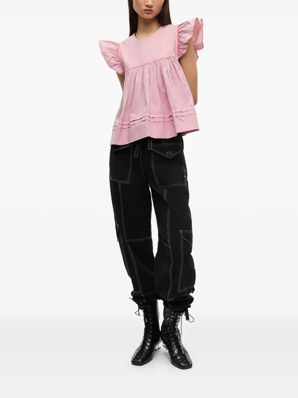 GANNI Blouse van stretch-katoen Roze