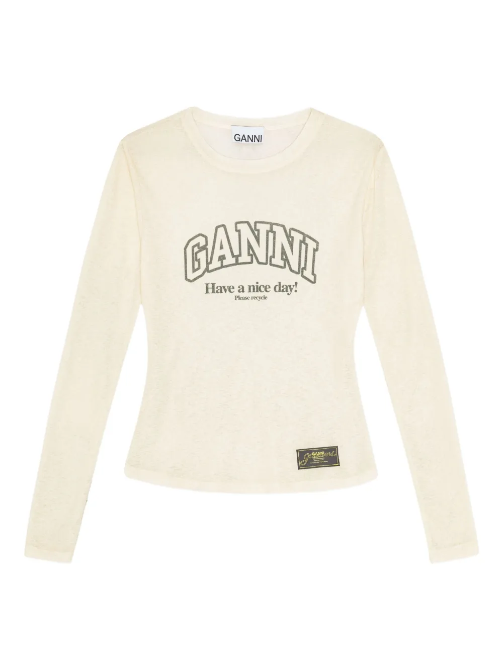 GANNI Top met logoprint Beige