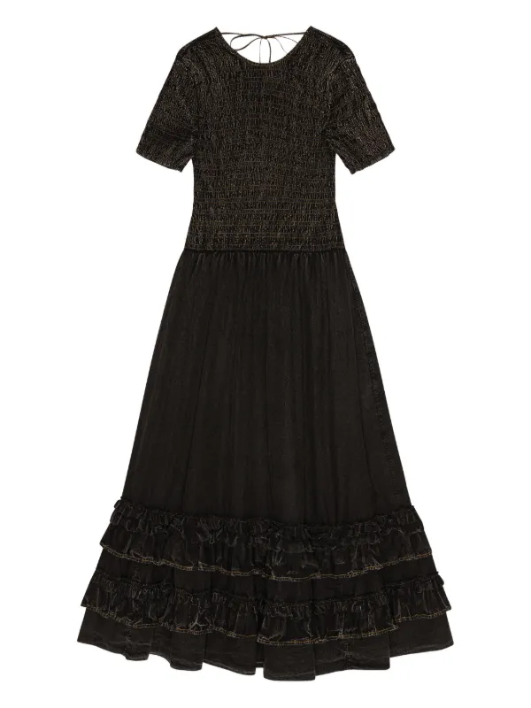 knee length dresses for ladies GANNI | Ruched Stretch-Lace Midi Dress