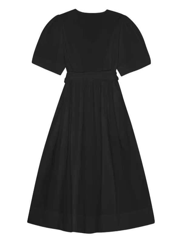 GANNI puff-sleeve Belted Dress | Black | FARFETCH