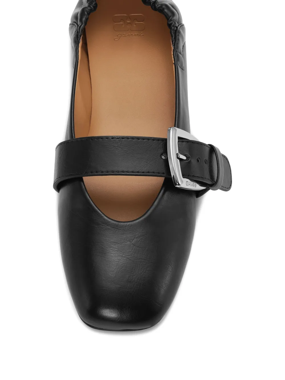 GANNI faux-leather ballet flats Black