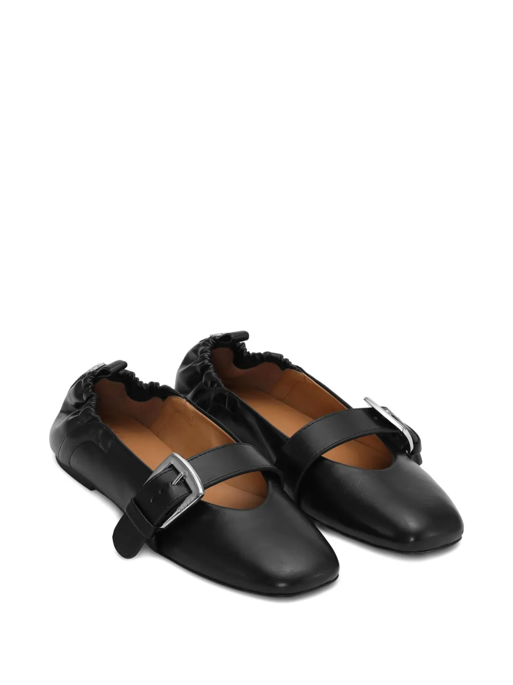 GANNI faux-leather ballet flats Black