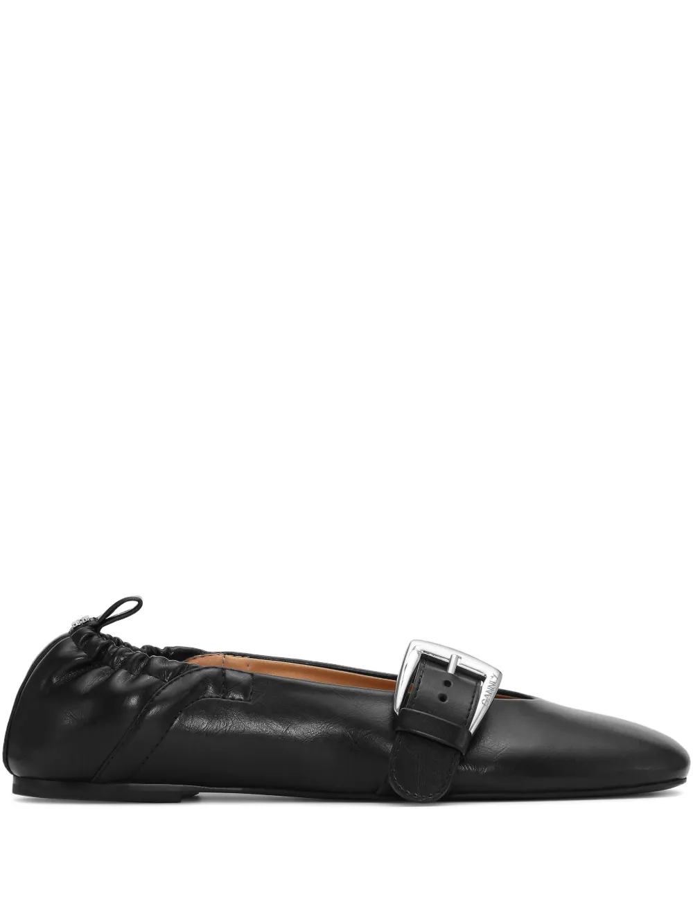 GANNI faux-leather ballet flats Black