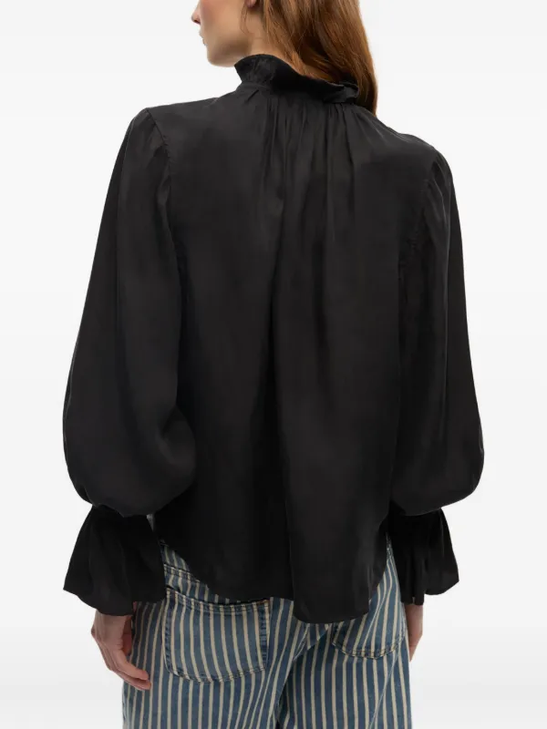 GANNI ラッフルカラー ブラウス | ブラック | FARFETCH JP