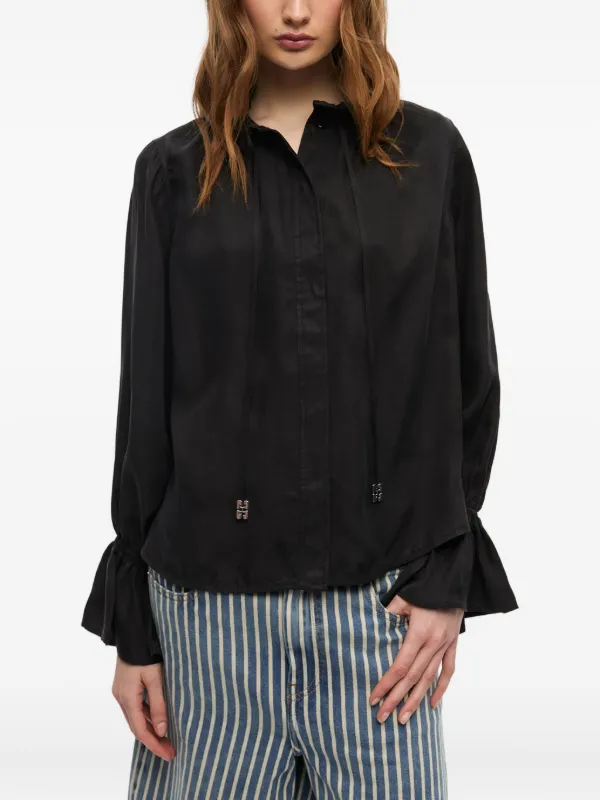 GANNI ラッフルカラー ブラウス | ブラック | FARFETCH JP
