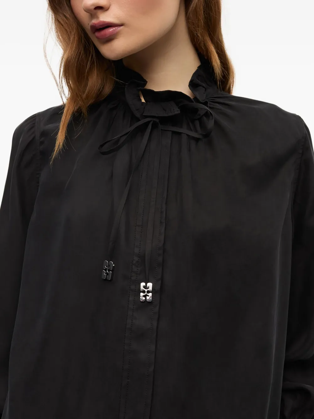 ruffled-collar blouse