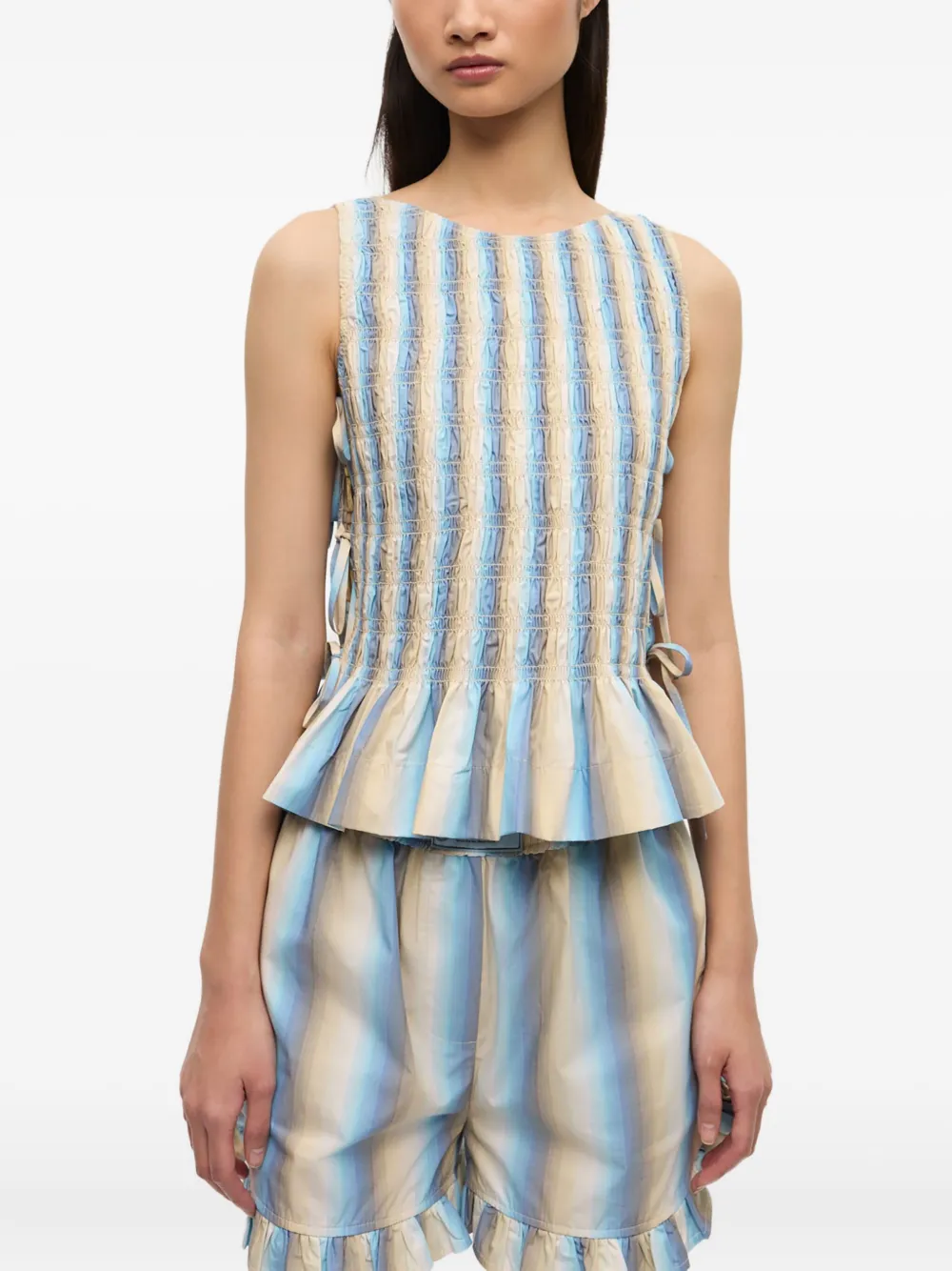 GANNI Gestreept shirt - Beige