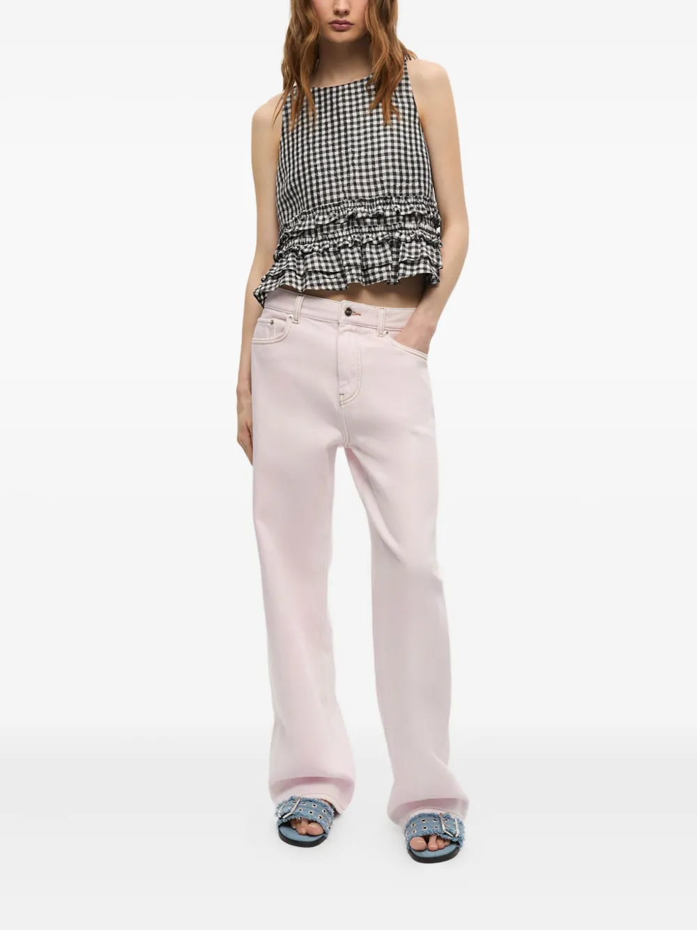 GANNI Jeans met logopatch - Roze
