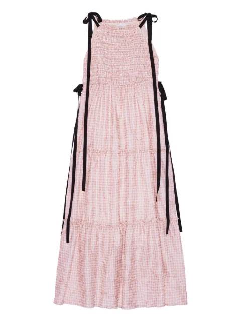 GANNI smocked tiered dress