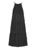 GANNI tie-strap smocked maxi dress - Black