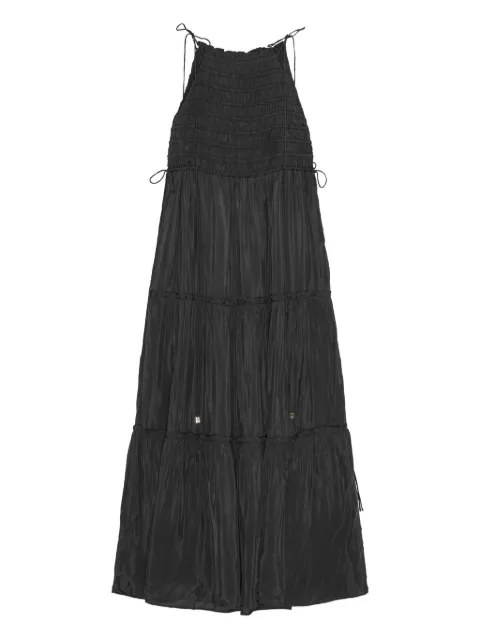 GANNI tie-strap smocked maxi dress