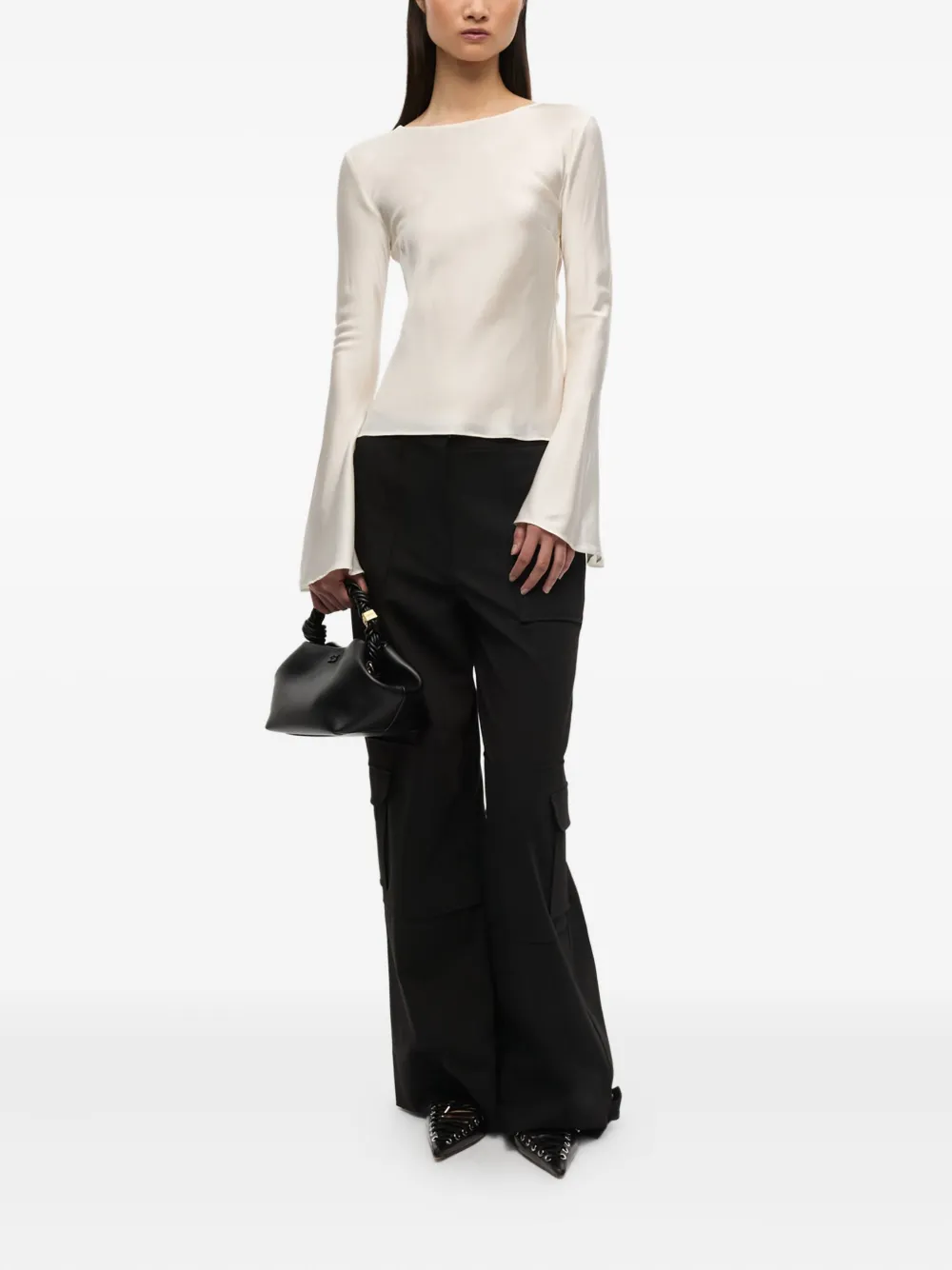 GANNI Satijnen shirt Wit