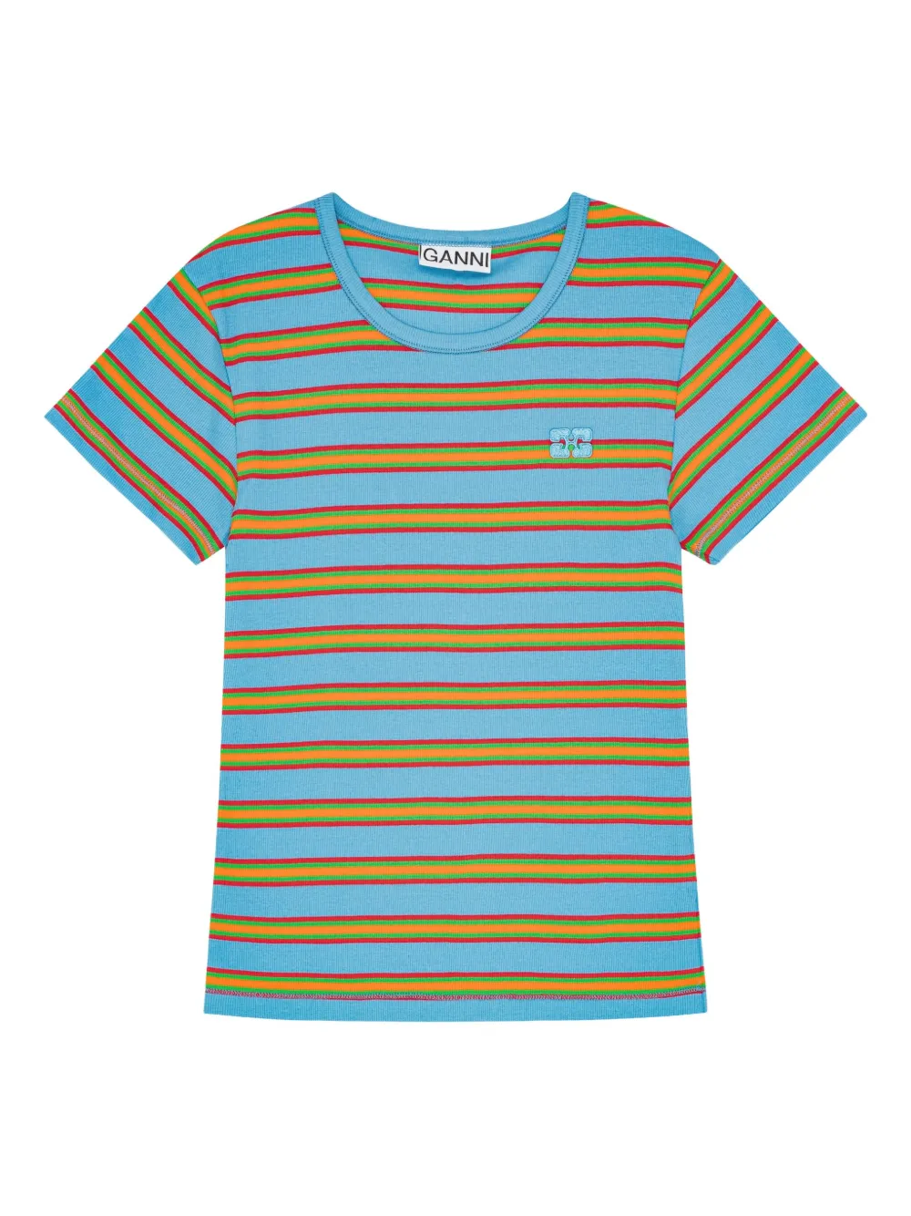 GANNI Gestreept T-shirt Blauw