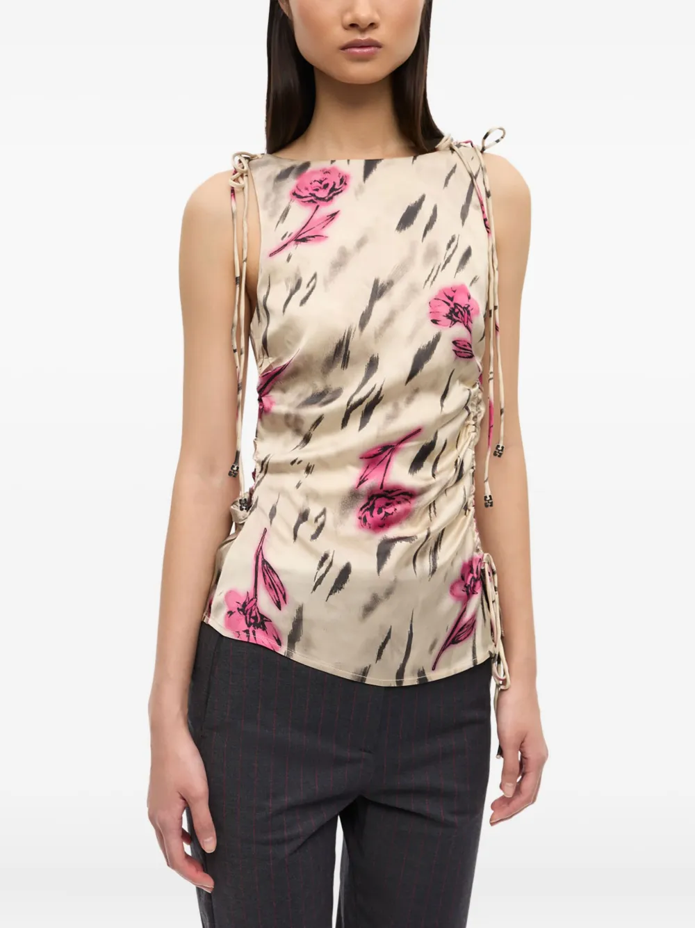 GANNI Shirt met bloemenprint Beige