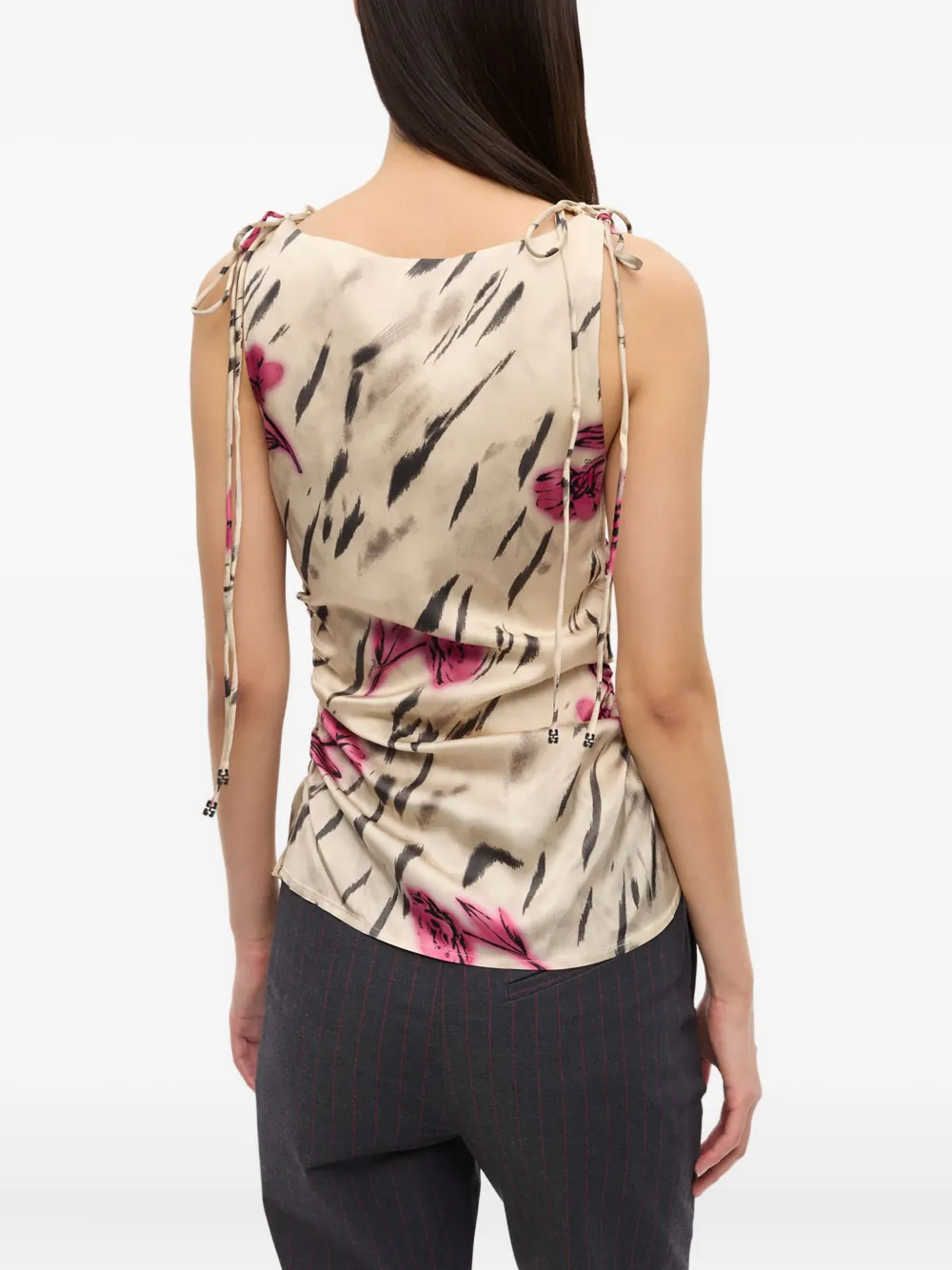 GANNI Shirt met bloemenprint Beige