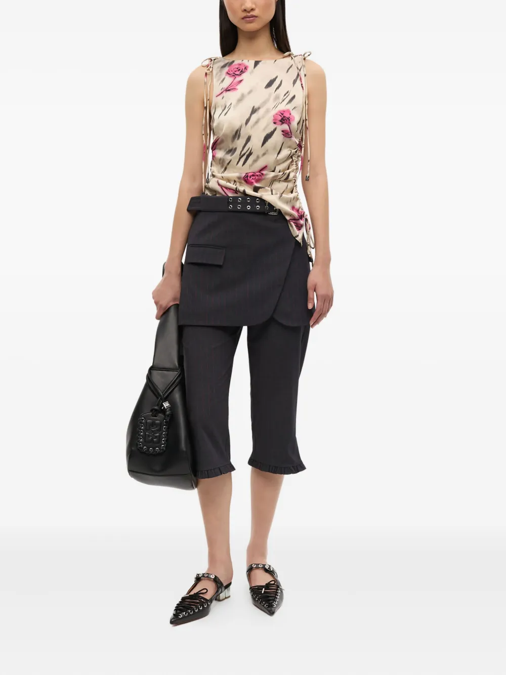 GANNI Shirt met bloemenprint - Beige