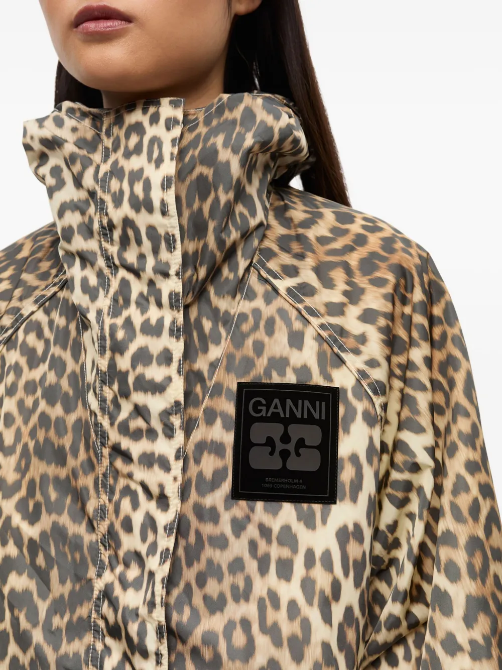 GANNI Jack met luipaardprint en capuchon Beige
