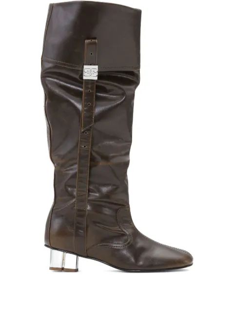 GANNI slouched knee-high leather boots
