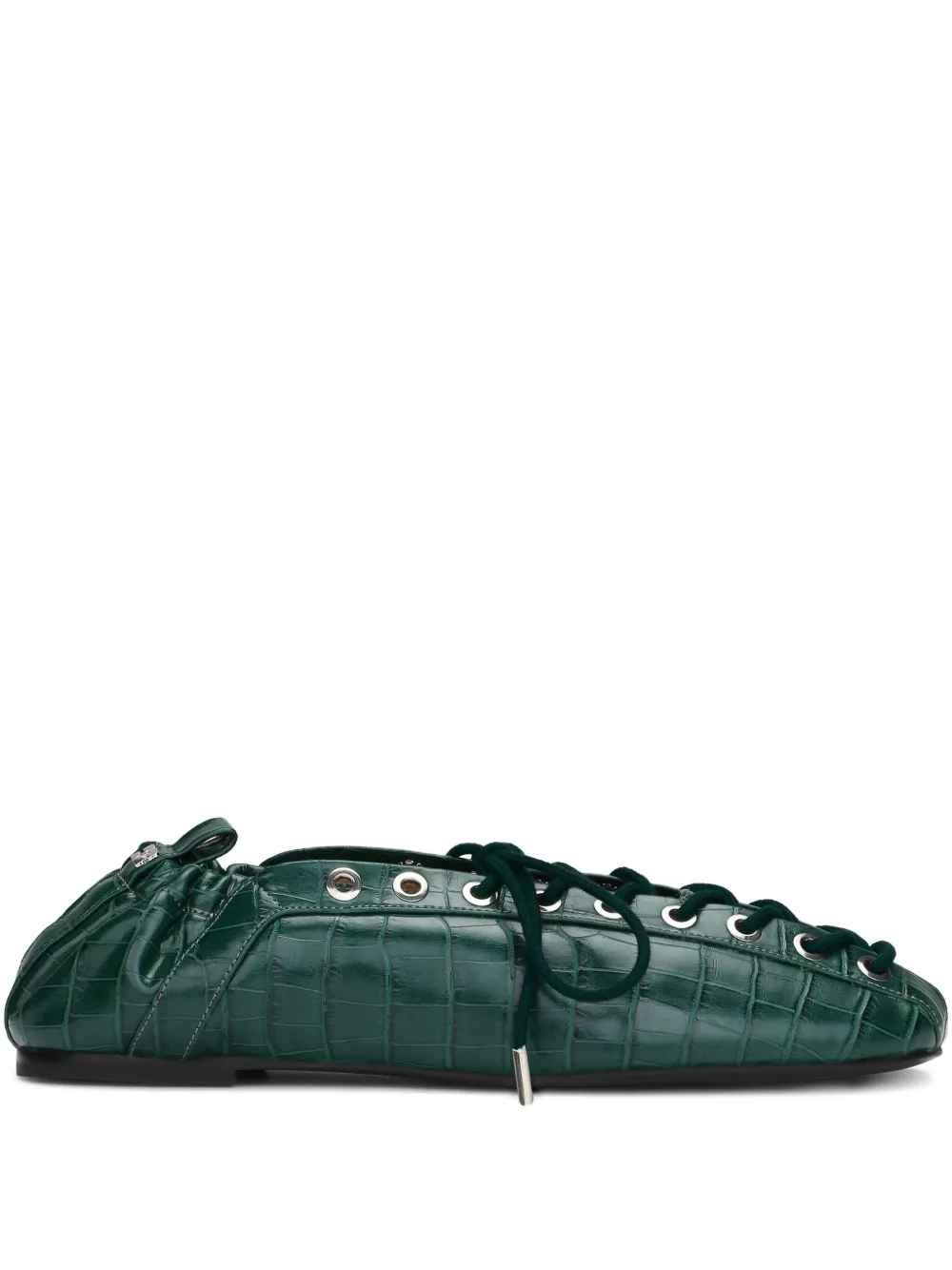 GANNI lace-up ballet flats Green