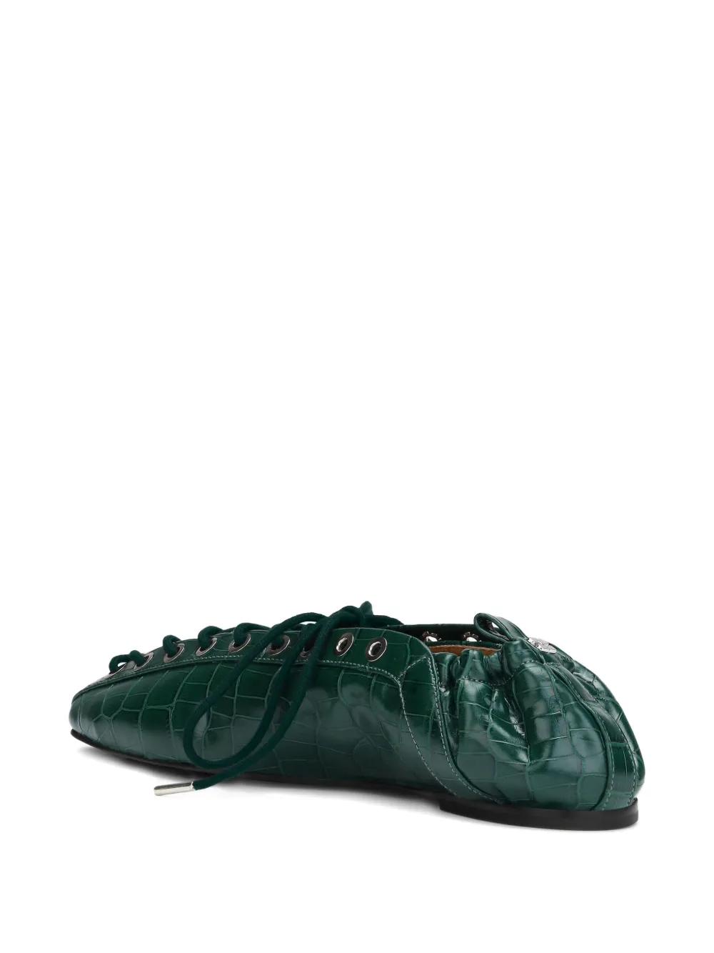 GANNI lace-up ballet flats Green