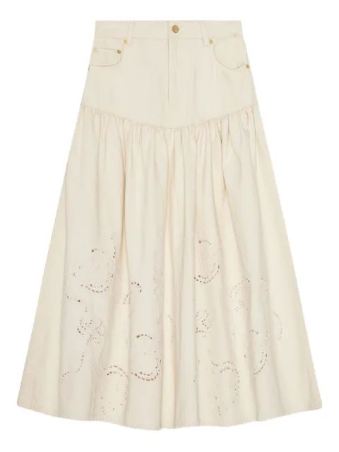 GANNI broderie-anglaise tiered skirt